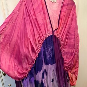 Kantha Bae silk Eclipse Pink and Purple Flowing Dress